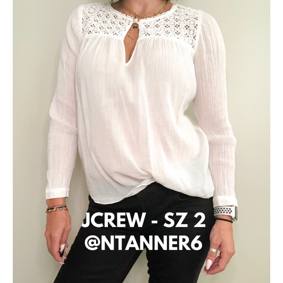 J. Crew Tops - JCREW - White blouse w/ beautiful shoulder detail
